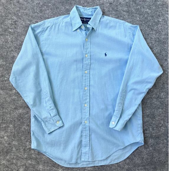 Polo Ralph Lauren Dress Shirt Men Medium Blake Button Up Long Sleeve Checkered - Picture 1 of 6